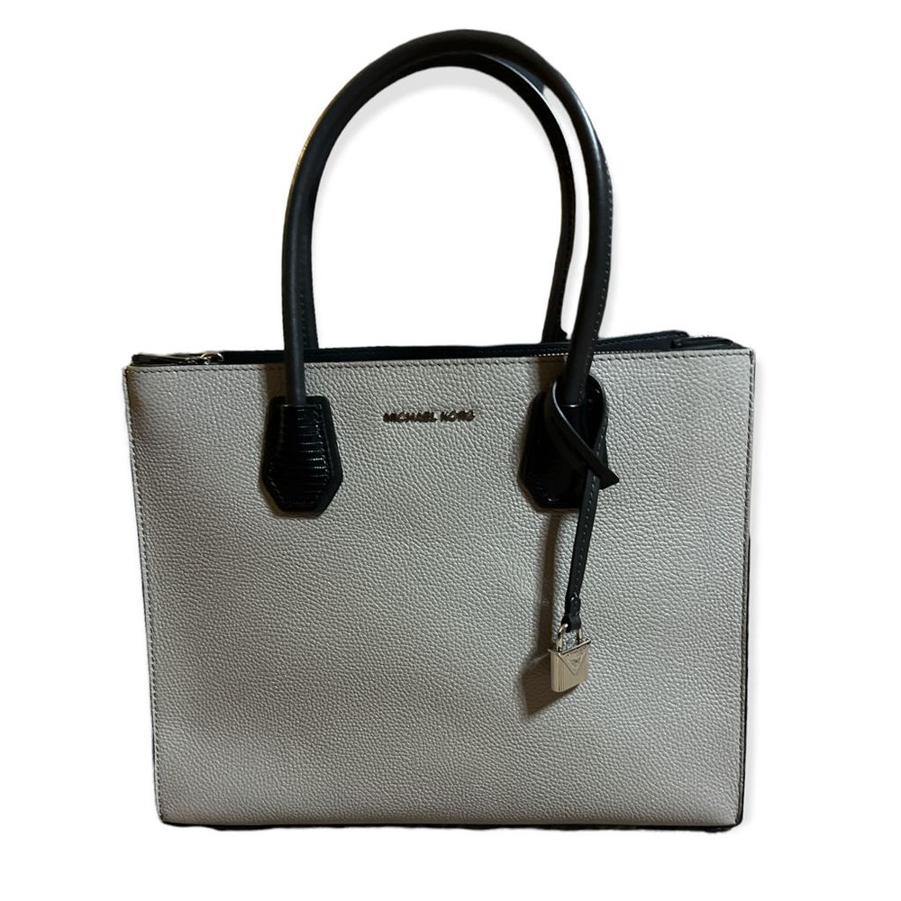 Mercer Medium Two-Tone Pebbled Leather Crossbody Bag | Gray and Black
